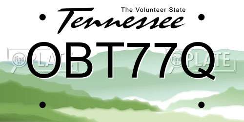 OBT77Q Tennessee License Plate