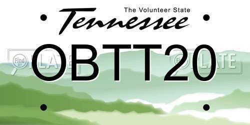 OBTT20 Tennessee License Plate