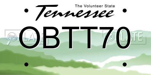 OBTT70 Tennessee License Plate