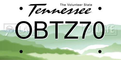 OBTZ70 Tennessee License Plate