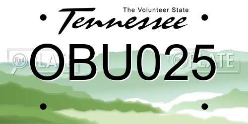 OBU025 Tennessee License Plate