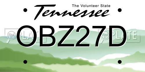 OBZ27D Tennessee License Plate