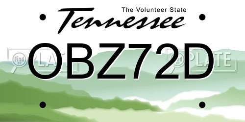 OBZ72D Tennessee License Plate