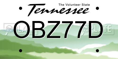 OBZ77D Tennessee License Plate