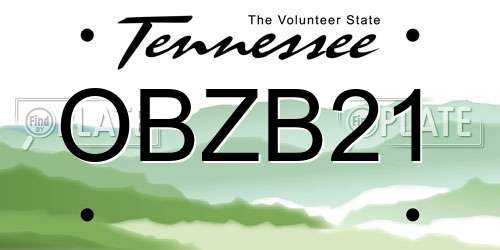 OBZB21 Tennessee License Plate