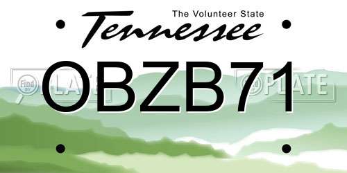 OBZB71 Tennessee License Plate