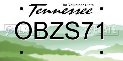 OBZS71 Tennessee License Plate
