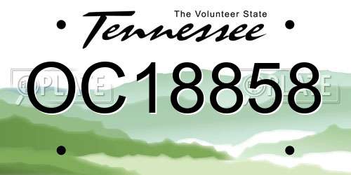 OC18858 Tennessee License Plate