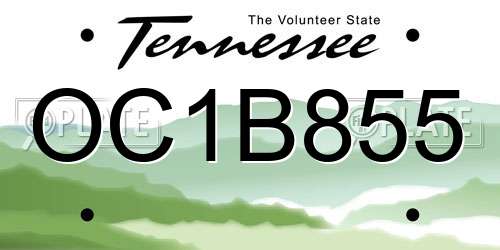 OC1B855 Tennessee License Plate