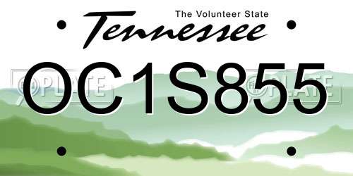 OC1S855 Tennessee License Plate