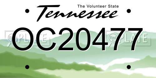 OC20477 Tennessee License Plate