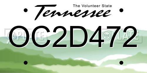 OC2D472 Tennessee License Plate