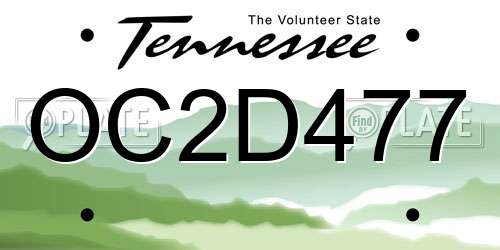 OC2D477 Tennessee License Plate