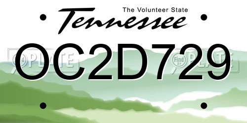 OC2D729 Tennessee License Plate