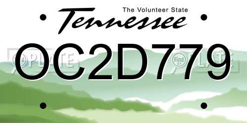 OC2D779 Tennessee License Plate