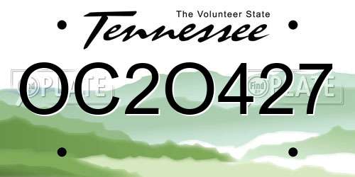 OC2O427 Tennessee License Plate