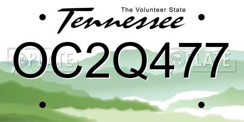 OC2Q477 Tennessee License Plate