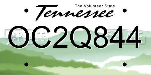 OC2Q844 Tennessee License Plate
