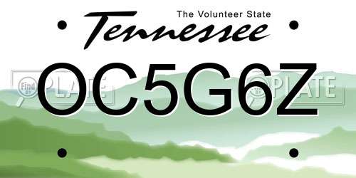 OC5G6Z Tennessee License Plate
