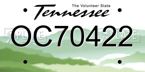 OC70422 Tennessee License Plate