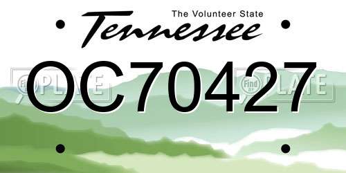 OC70427 Tennessee License Plate