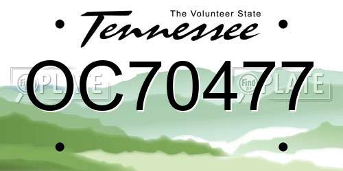 OC70477 Tennessee License Plate