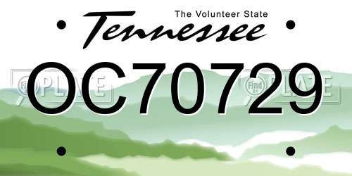 OC70729 Tennessee License Plate