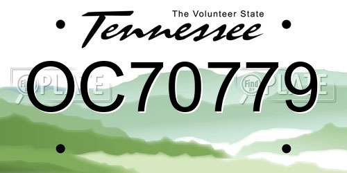 OC70779 Tennessee License Plate