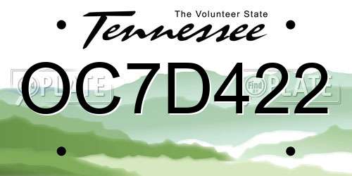 OC7D422 Tennessee License Plate