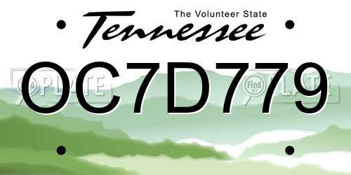 OC7D779 Tennessee License Plate