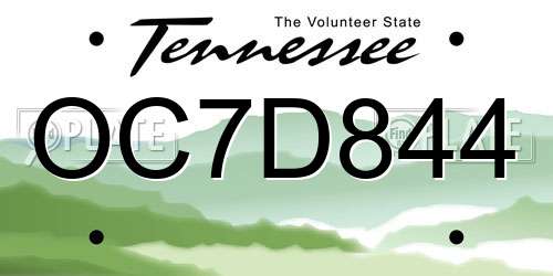 OC7D844 Tennessee License Plate