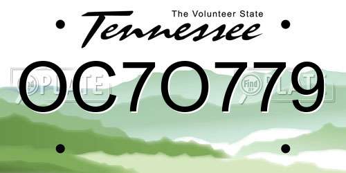 OC7O779 Tennessee License Plate
