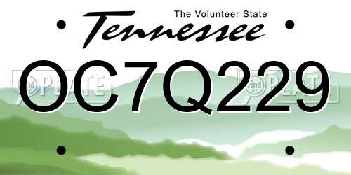 OC7Q229 Tennessee License Plate