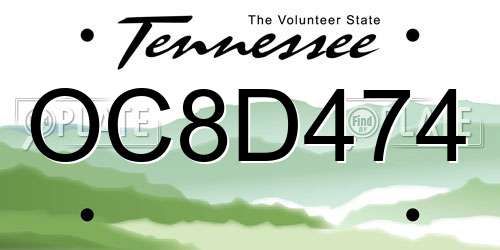 OC8D474 Tennessee License Plate