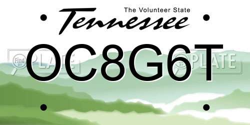 OC8G6T Tennessee License Plate