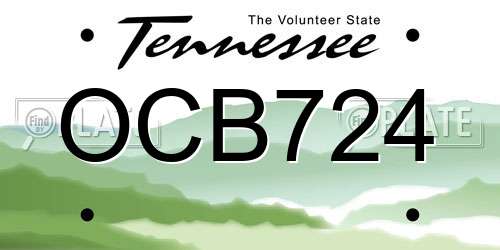 OCB724 Tennessee License Plate