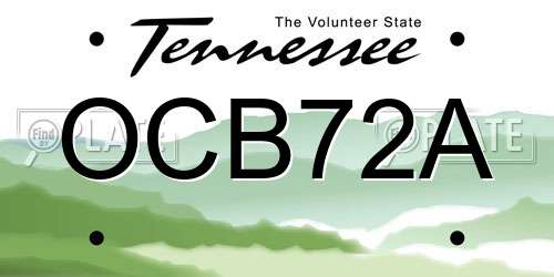 OCB72A Tennessee License Plate
