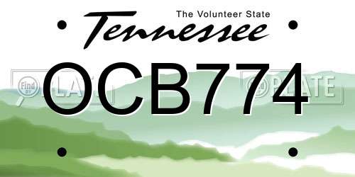 OCB774 Tennessee License Plate