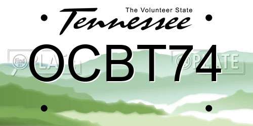 OCBT74 Tennessee License Plate