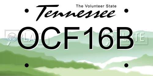 OCF16B Tennessee License Plate