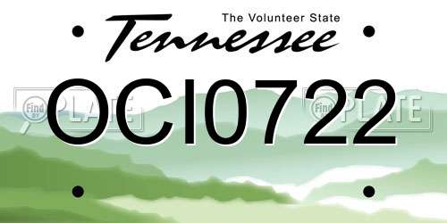 OCI0722 Tennessee License Plate