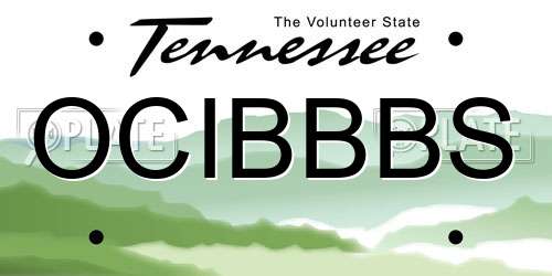 OCIBBBS Tennessee License Plate