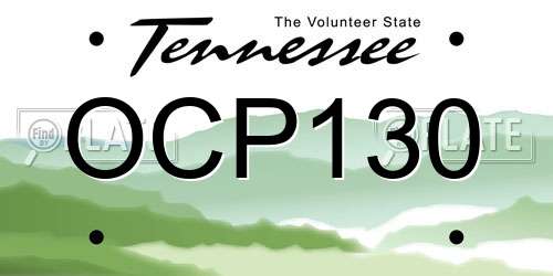 OCP130 Tennessee License Plate
