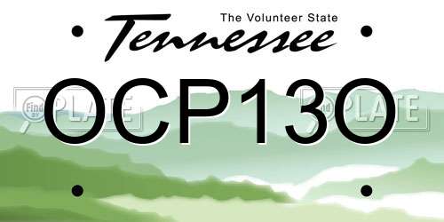 OCP13O Tennessee License Plate
