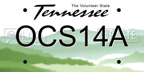 OCS14A Tennessee License Plate