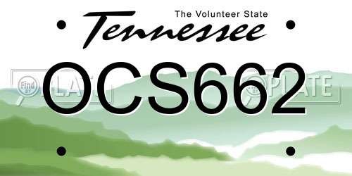 OCS662 Tennessee License Plate