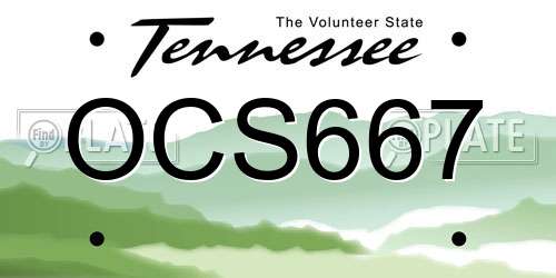 OCS667 Tennessee License Plate