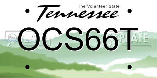 OCS66T Tennessee License Plate