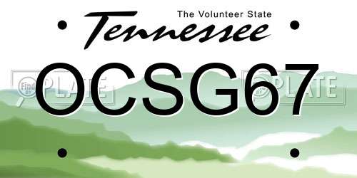 OCSG67 Tennessee License Plate