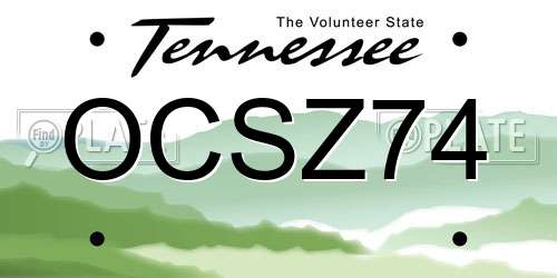 OCSZ74 Tennessee License Plate